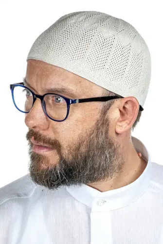 Safir İnce Örme Dantel Namaz Takkesi Taş 1 Adet 