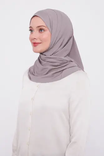 Şal Görünümlü Hazır Pratik Geçmeli Tesettür Hijab Bone - Lila 