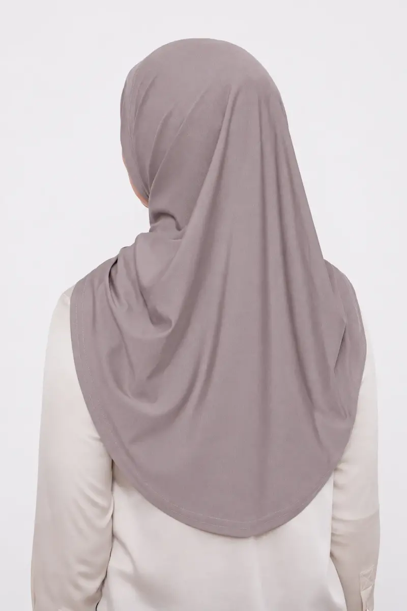 Şal Görünümlü Hazır Pratik Geçmeli Tesettür Hijab Bone - Lila - 4