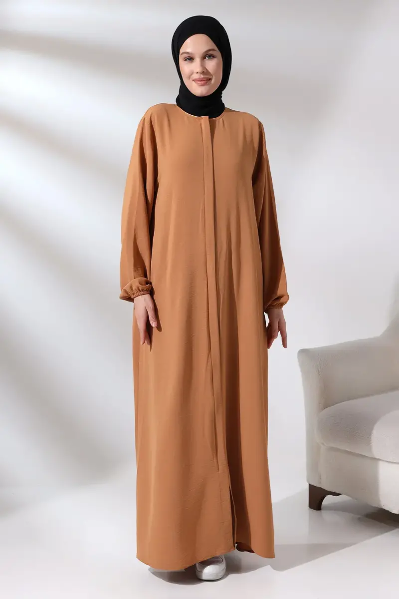 Salmon Women's Aerobin Hijab Abaya Dress with Hidden Zipper - 1