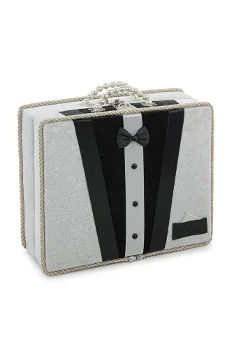 Sandıklı Damat Bohçasına Uygun Kuranı Kerim Seti Çeyizlik Seccade Seti Beyaz-Siyah - ihvanonline (1)