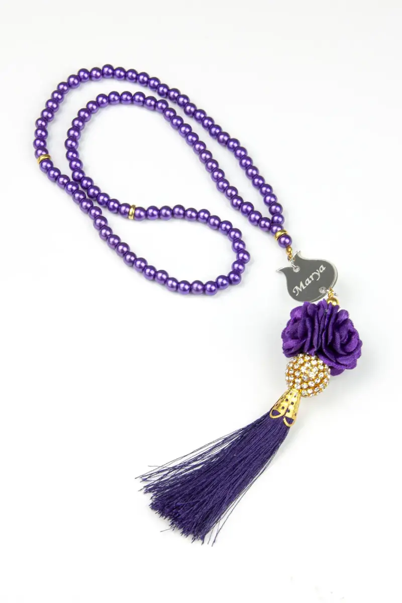 Sandıklı Kişiye Özel Tesbihli İsimli Seccade Seti - Hediyelik Kuranı Kerim Seti Mor - 6