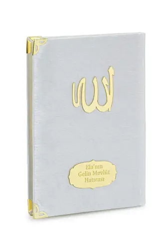 Şantuk Kumaş Kaplı Yasin Kitabı - Çanta Boy - İsme Özel Plakalı - Beyaz - 1