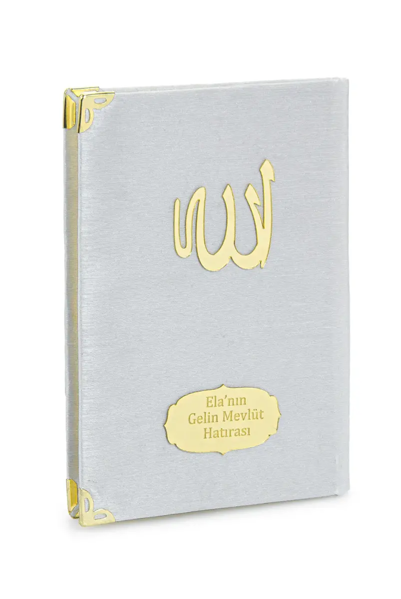 Şantuk Kumaş Kaplı Yasin Kitabı - Çanta Boy - İsme Özel Plakalı - Beyaz - 1