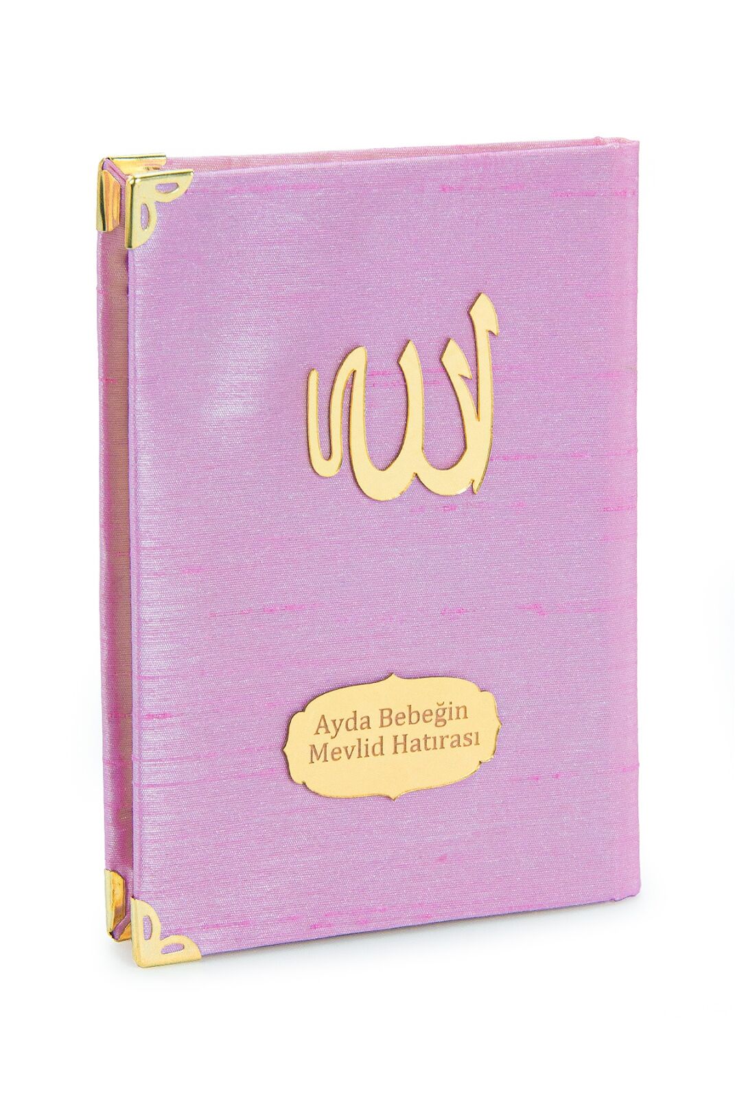 10 Adet - Şantuk Kumaş Kaplı Yasin Kitabı - Çanta Boy - İsme Özel Plakalı - Pembe Renk - İslami Hediyeler