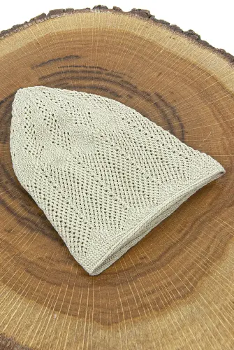 Sapphire Fine Knitted Lace Prayer Skull Cream 1 Piece - İhvan (1)