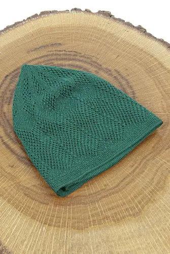 Sapphire Thin Knitted Lace Prayer Skull Green 1 Piece - İhvan (1)