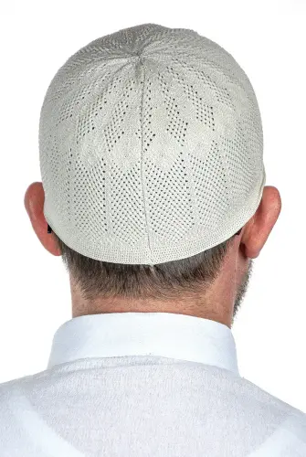Sapphire Thin Knitted Lace Prayer Cap Stone 1 Piece - 3