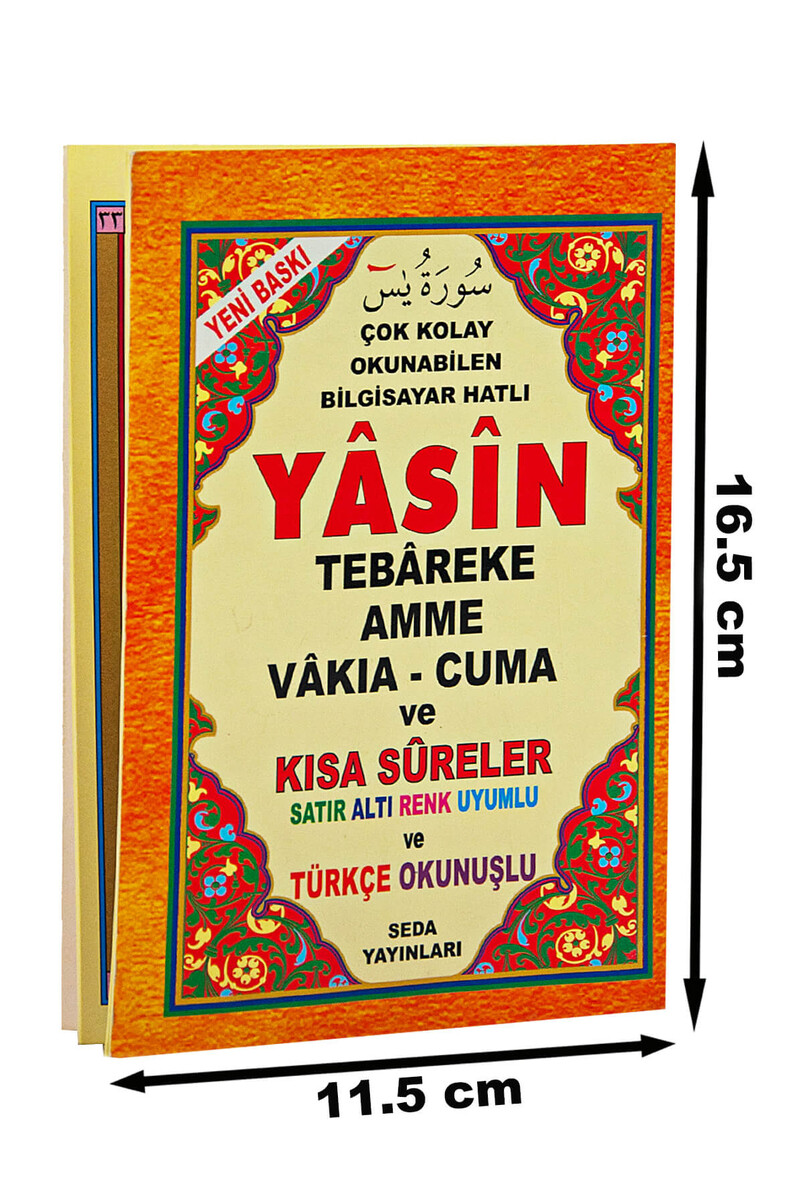 Satır Altı Renk Uyumlu - Türkçe Okunuşlu Çanta Boy Yasin Kitabı - Thumbnail