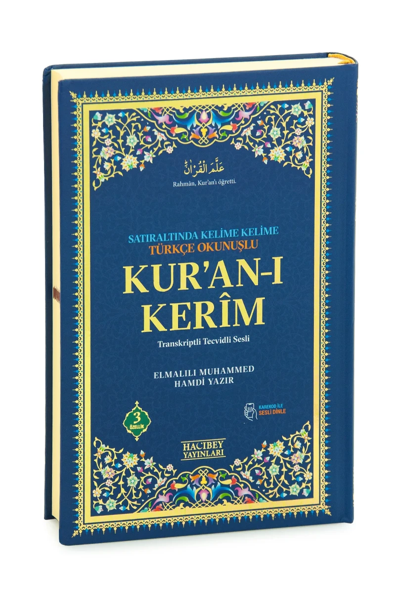 Satır Arası Kelime Kelime Türkçe Okunuşlu Mealli Kuranı Kerim Orta Boy - Lacivert - 1