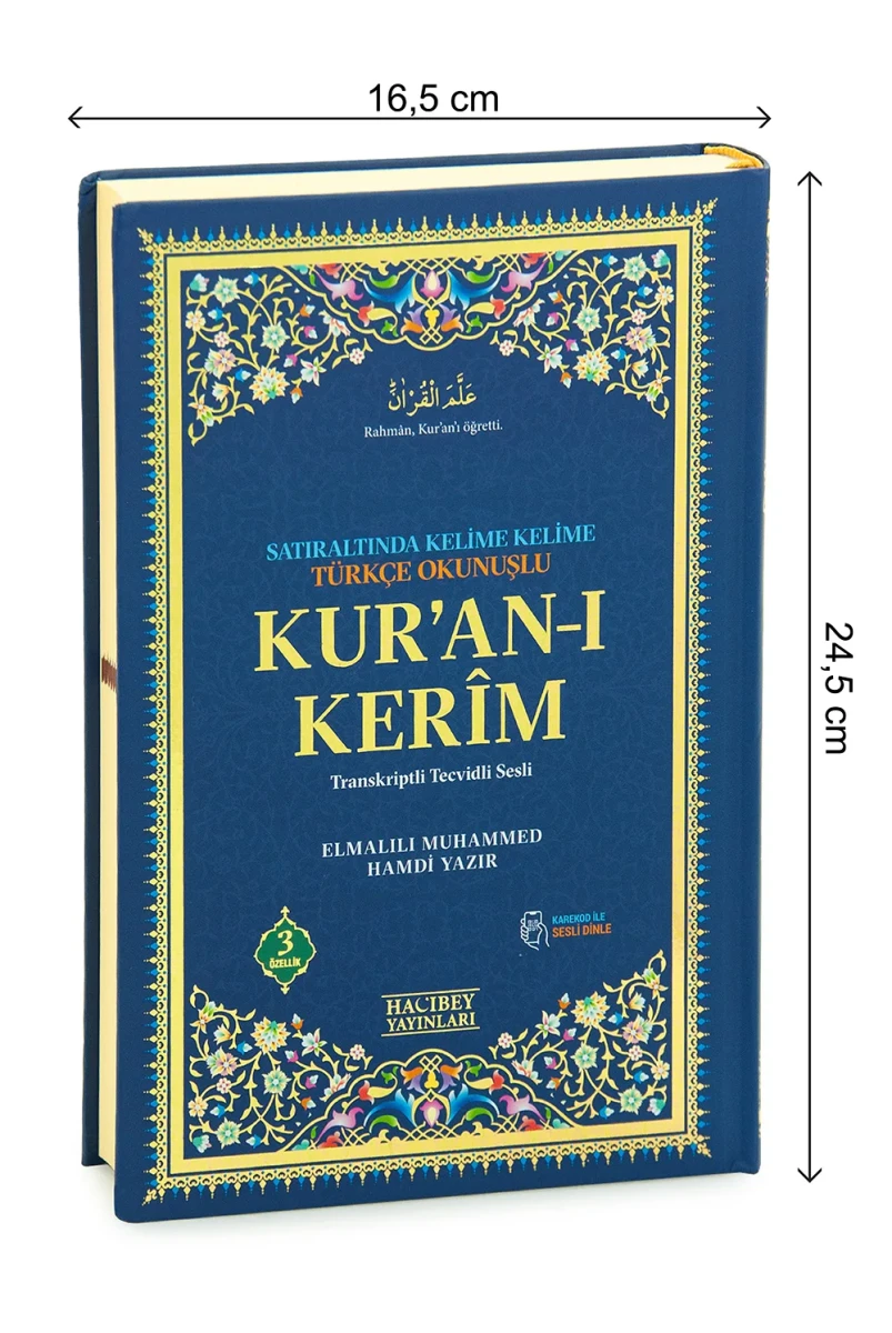 Satır Arası Kelime Kelime Türkçe Okunuşlu Mealli Kuranı Kerim Orta Boy - Lacivert - 5