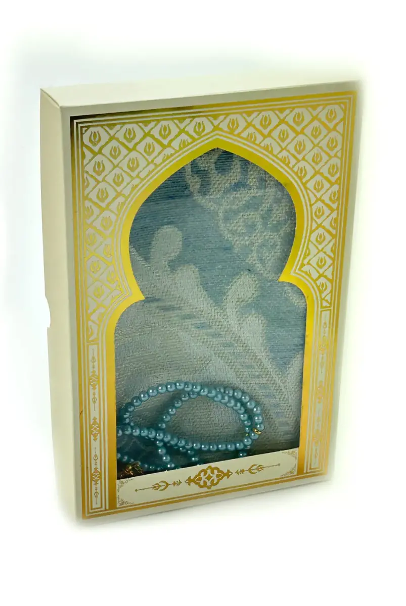 Seccade Tesbih Kutulu 2 li Set Mavi - 1