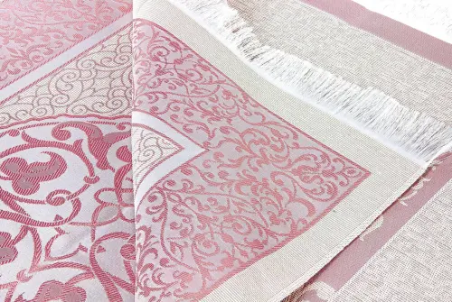 Seccadeli ve İnci Tesbihli Özel Silindir Kutulu Set Pembe - 3