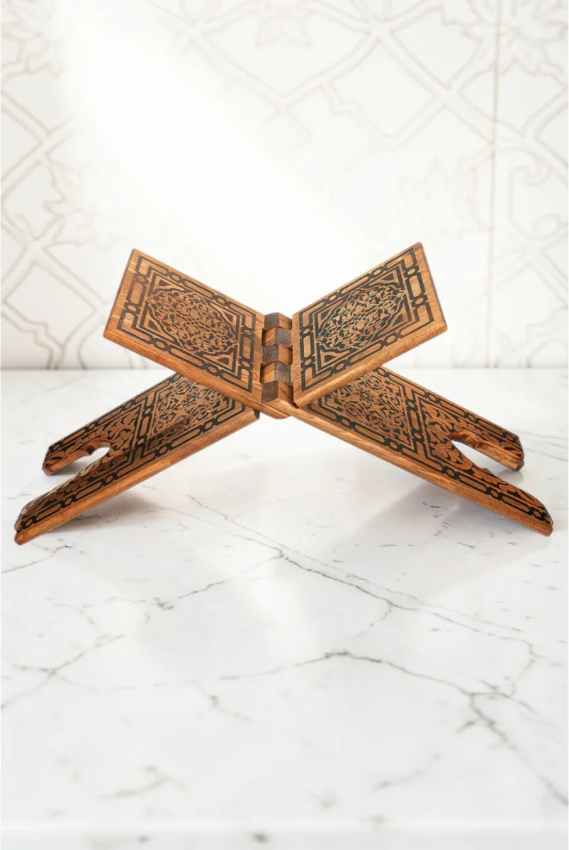 Selçuklu Yakma Desenli Büyük Boy Rahle, Tek Parça Katlanır Kuran Okuma Rahlesi - 1