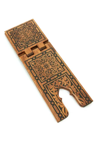 Selçuklu Yakma Desenli Büyük Boy Rahle, Tek Parça Katlanır Kuran Okuma Rahlesi - 2