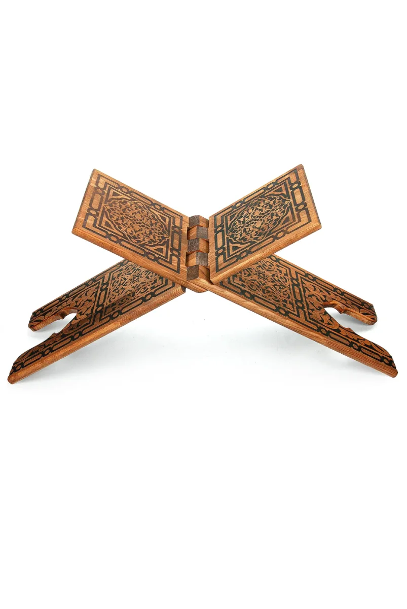 Selçuklu Yakma Desenli Büyük Boy Rahle, Tek Parça Katlanır Kuran Okuma Rahlesi - 4