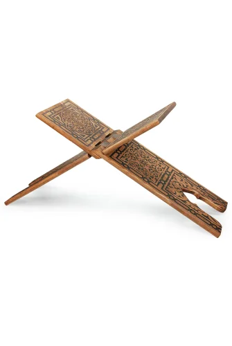 Selçuklu Yakma Desenli Büyük Boy Rahle, Tek Parça Katlanır Kuran Okuma Rahlesi - 5