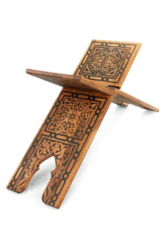 Selçuklu Yakma Desenli Büyük Boy Rahle, Tek Parça Katlanır Kuran Okuma Rahlesi - 7