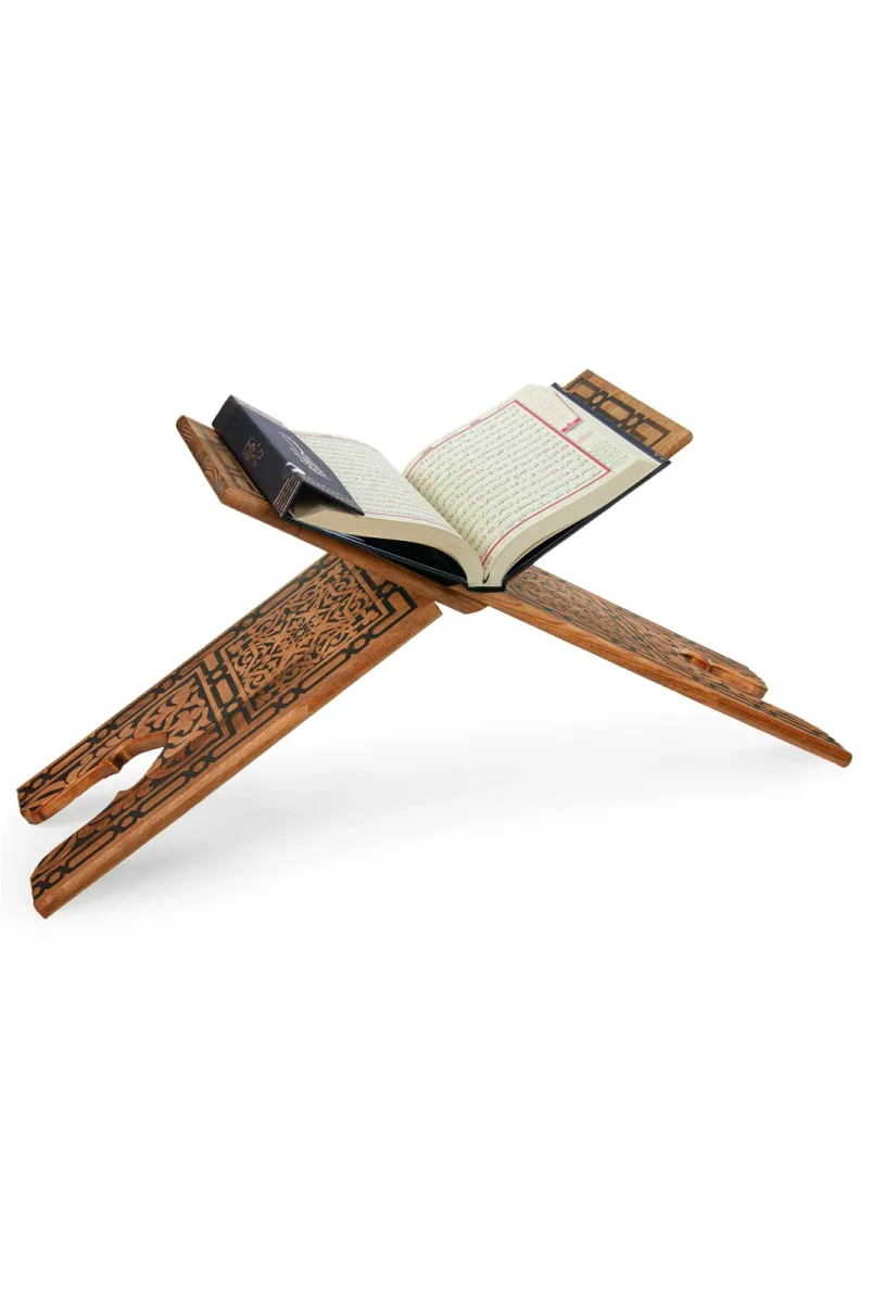 Selçuklu Yakma Desenli Büyük Boy Rahle, Tek Parça Katlanır Kuran Okuma Rahlesi - 8