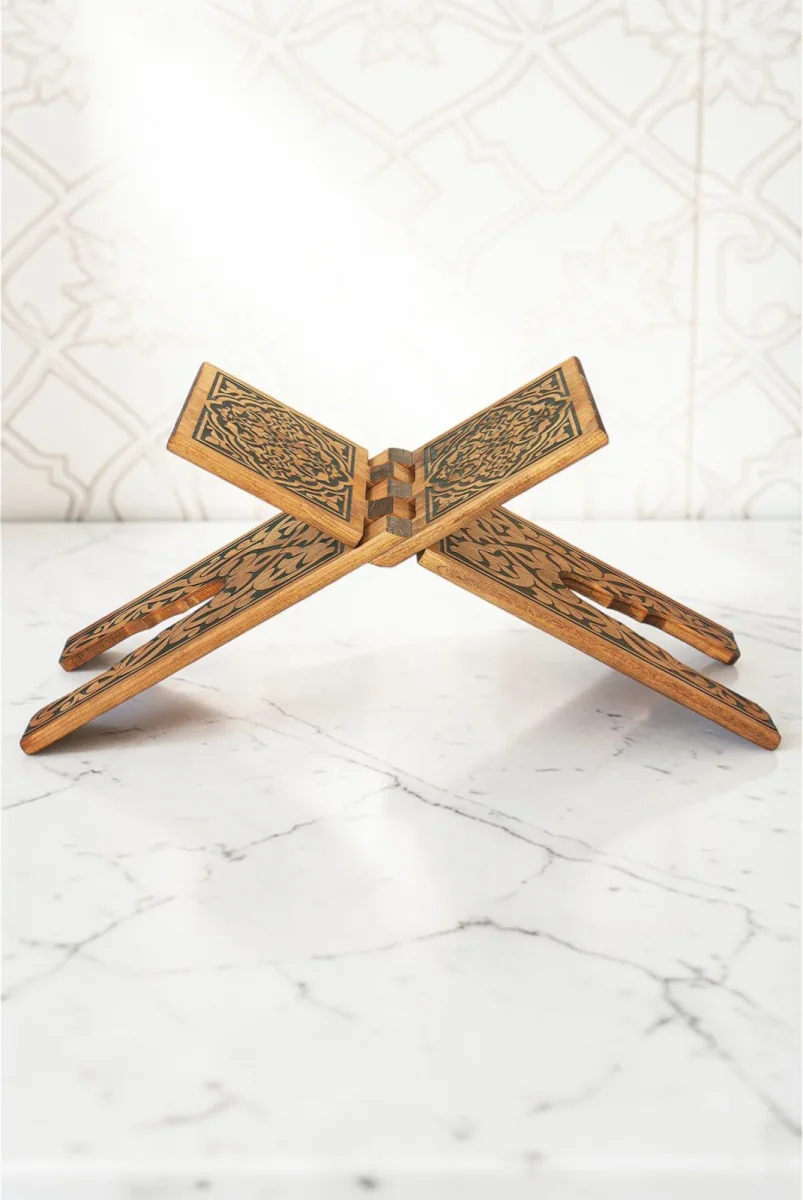 Selçuklu Yakma Desenli Rahle, Tek Parça Katlanır Kuran Okuma Rahlesi Orta Boy - 1