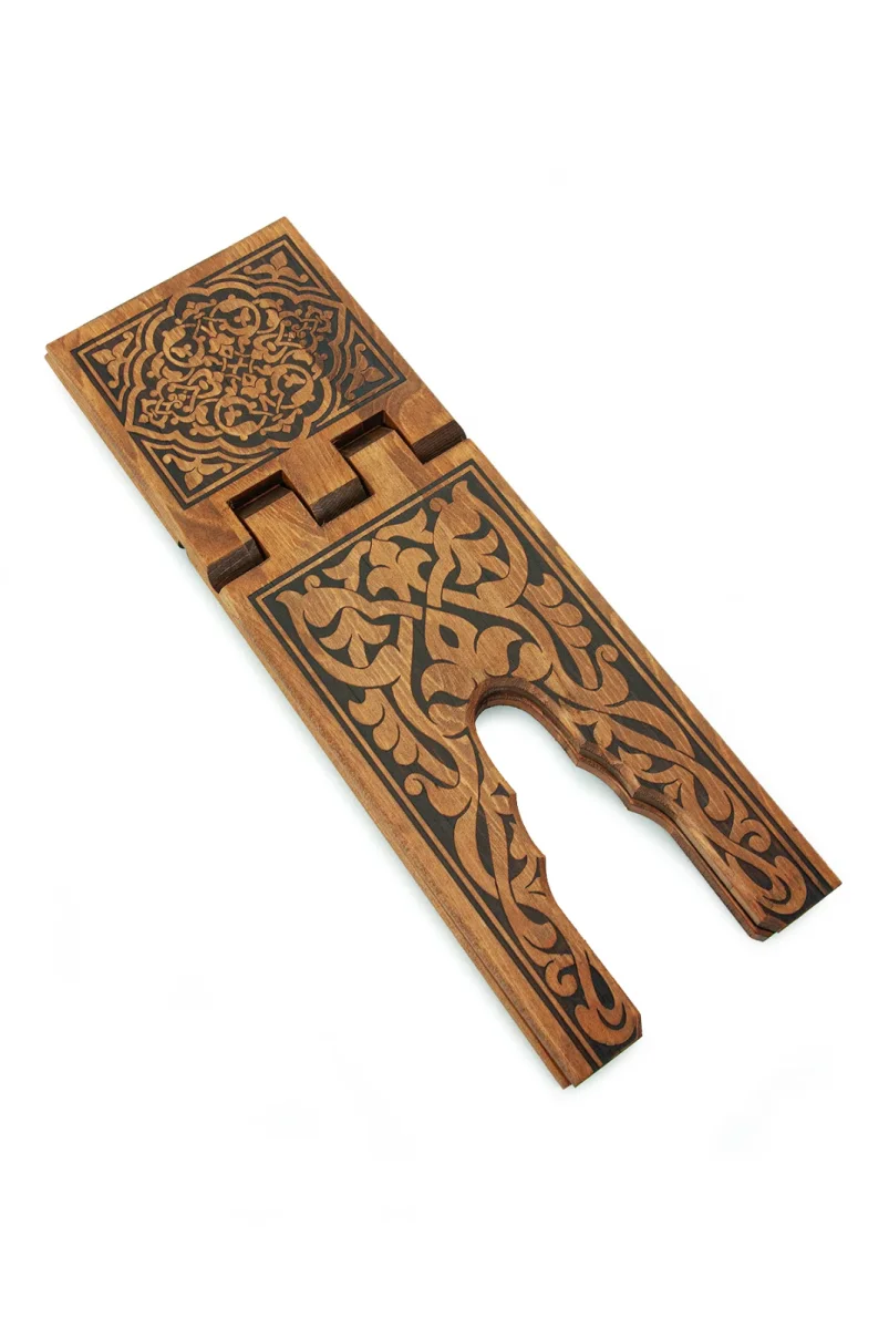 Selçuklu Yakma Desenli Rahle, Tek Parça Katlanır Kuran Okuma Rahlesi Orta Boy - 2