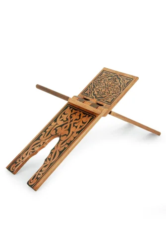 Selçuklu Yakma Desenli Rahle, Tek Parça Katlanır Kuran Okuma Rahlesi Orta Boy - 4