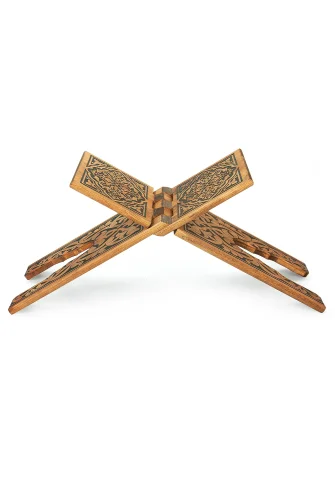 Selçuklu Yakma Desenli Rahle, Tek Parça Katlanır Kuran Okuma Rahlesi Orta Boy - 5