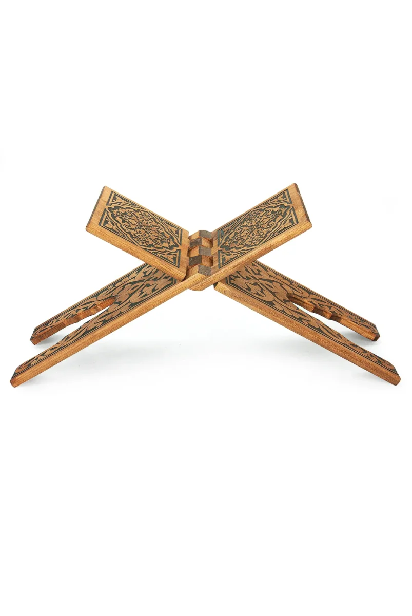 Selçuklu Yakma Desenli Rahle, Tek Parça Katlanır Kuran Okuma Rahlesi Orta Boy - 5