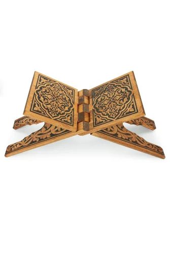 Selçuklu Yakma Desenli Rahle, Tek Parça Katlanır Kuran Okuma Rahlesi Orta Boy - 6