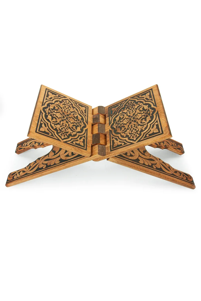 Selçuklu Yakma Desenli Rahle, Tek Parça Katlanır Kuran Okuma Rahlesi Orta Boy - 6