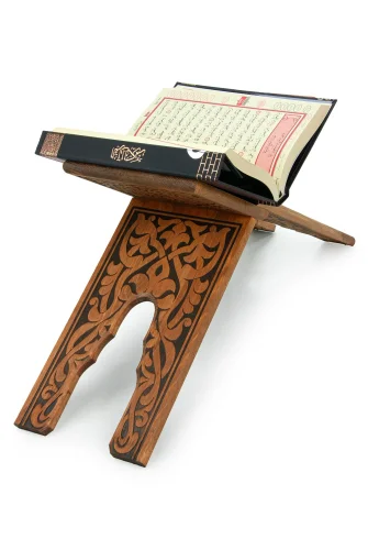 Selçuklu Yakma Desenli Rahle, Tek Parça Katlanır Kuran Okuma Rahlesi Orta Boy - 9