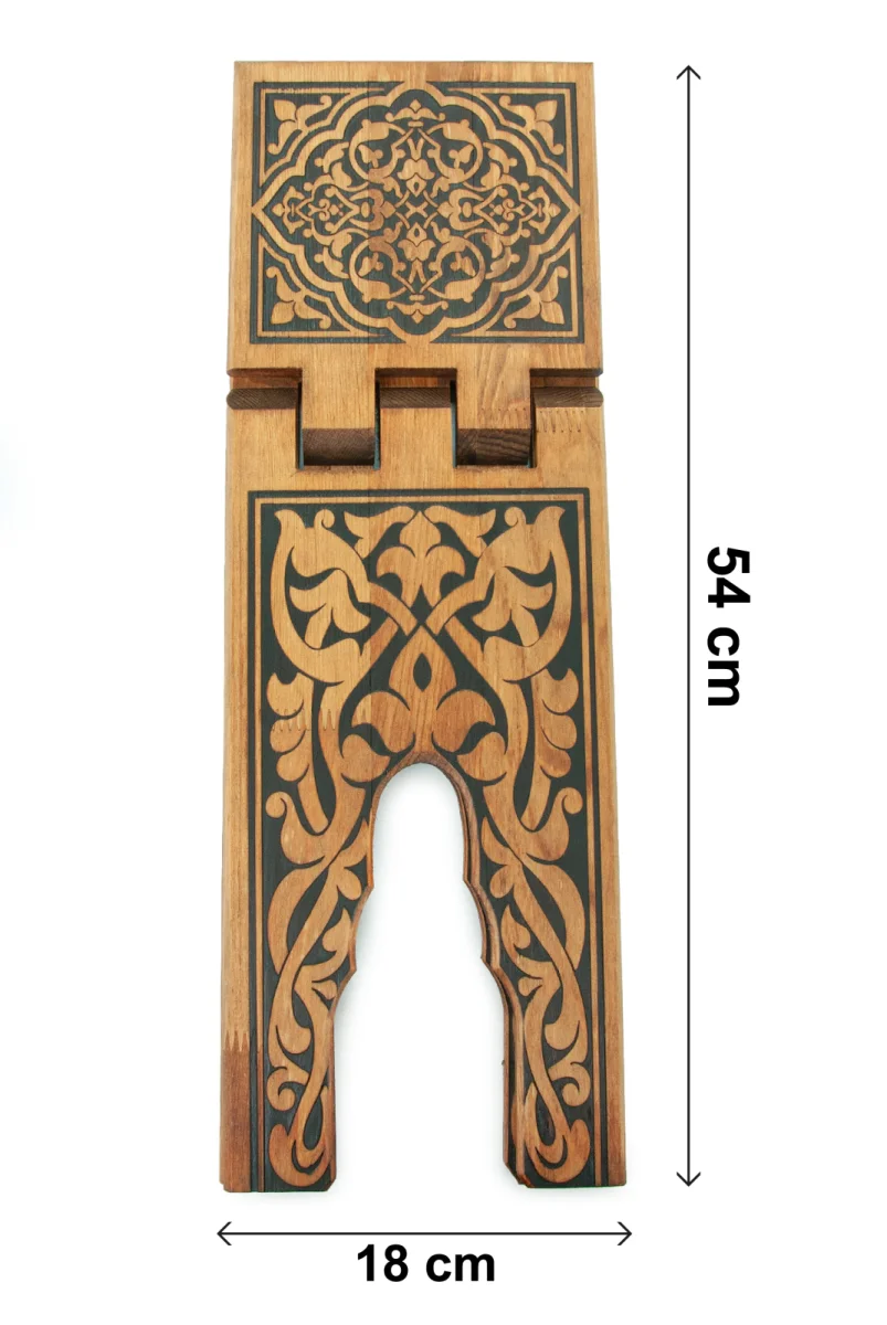 Selçuklu Yakma Desenli Rahle, Tek Parça Katlanır Kuran Okuma Rahlesi Orta Boy - 10