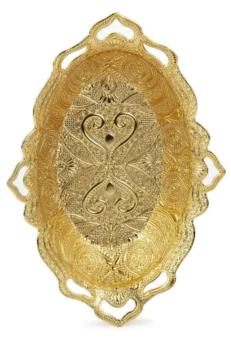 Sena Payitaht Oval Tepsi - Nikel Sarı - İhvan (1)