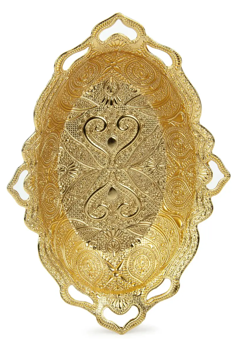 Sena Payitaht Oval Tepsi - Nikel Sarı - 2
