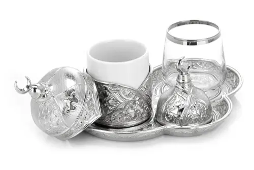 Sena Ziyafet Tek Kişilik Kahve Sunum Seti Gümüş Kutulu - İhvan (1)