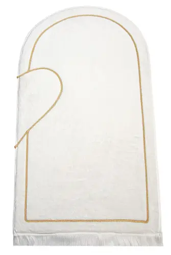 Sevgililer Gününe Özel Kalpli Çift Seccadesi - Süngerli Kadife Eşli Seccade Seti - Siyah Beyaz - 5