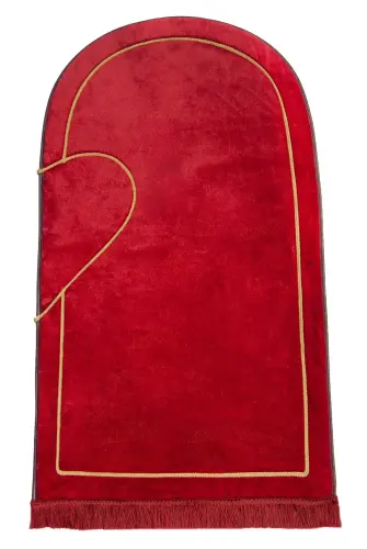 Sevgililer Gününe Özel Kalpli Çift Seccadesi - Süngerli Kadife Eşli Seccade Seti - Siyah Bordo - 5