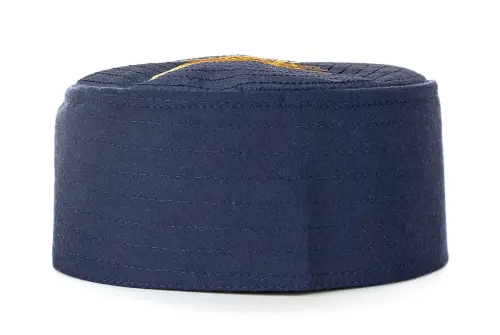 Sheriff Patterned Patterned Fabric Cap Navy Blue - 4