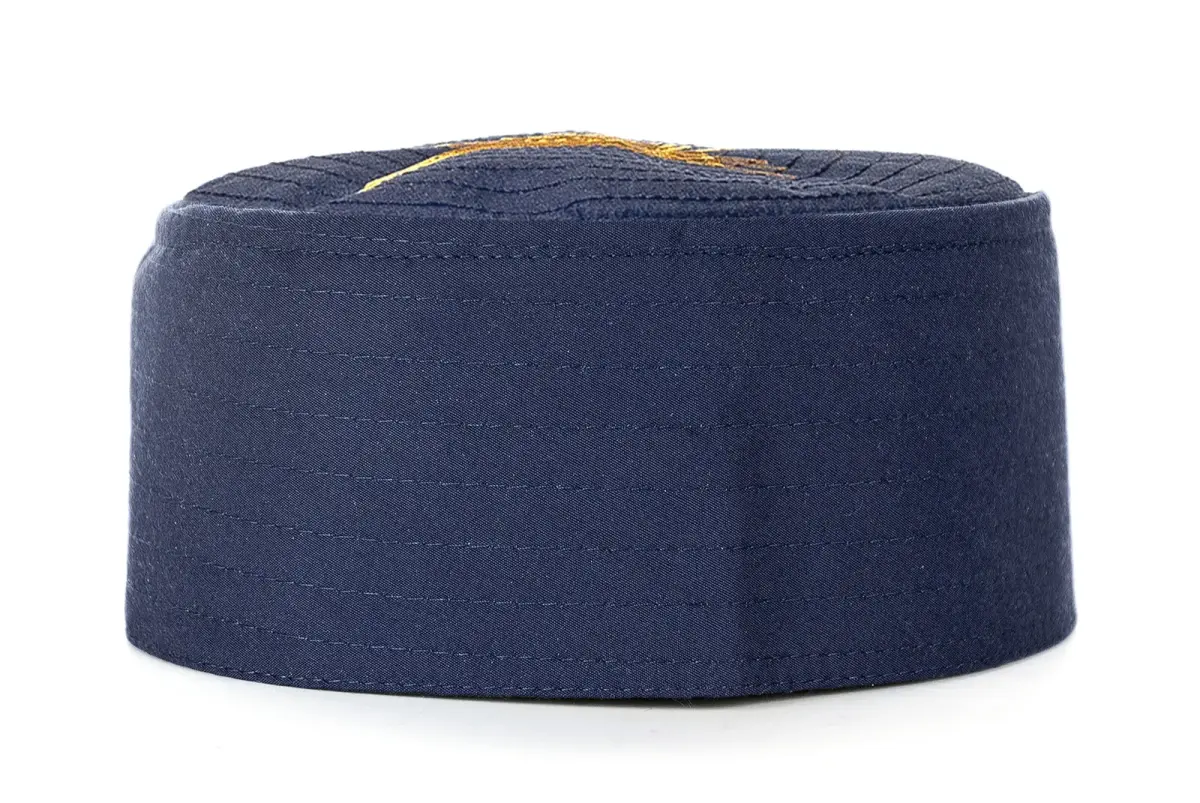 Sheriff Patterned Patterned Fabric Cap Navy Blue - 4