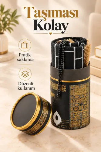 Silindir Kutulu İsme Özel Nakış İşlemeli Çocuk Seccade Seti - 7