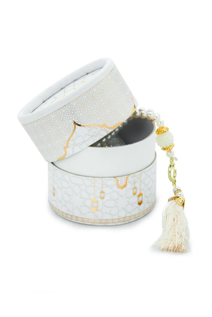 Silindir Kutulu Mini Kuranlı Tesbihli Mevlüt Hediye Seti Beyaz - 4