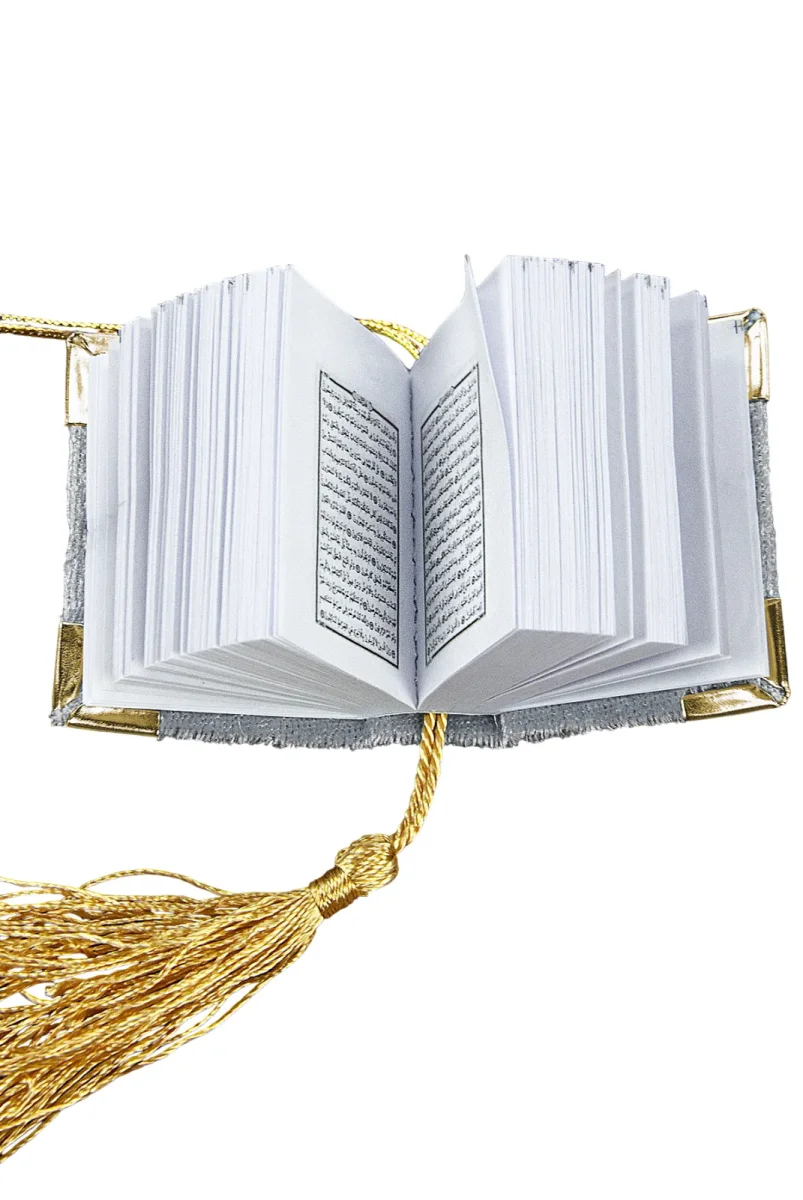 Silindir Kutulu Mini Kuranlı Tesbihli Mevlüt Hediye Seti Gri - 6