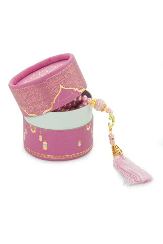 Silindir Kutulu Mini Kuranlı Tesbihli Mevlüt Hediye Seti Pembe - 4