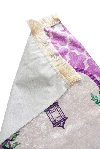 Silindir Kutulu Tesbihli Dijital Baskılı Kız Çocuk Seccadesi Seti Pembe - 8