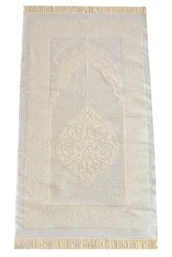 Silinebilir Kalemli Gölgeli Kuranı Kerim Seti Tesbihli Seccade Seti Beyaz - 5