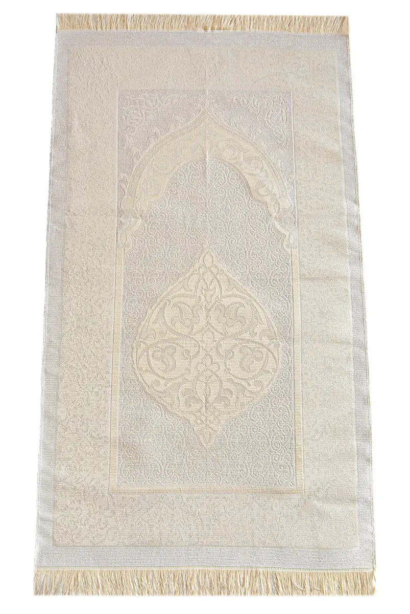 Silinebilir Kalemli Gölgeli Kuranı Kerim Seti Tesbihli Seccade Seti Beyaz - 5