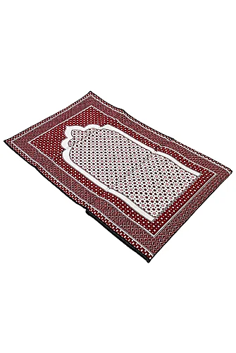 Sırt Dayamalı Katlanır Süngerli Seccade - Destekli Namaz Minderi - Kırmızı - 8