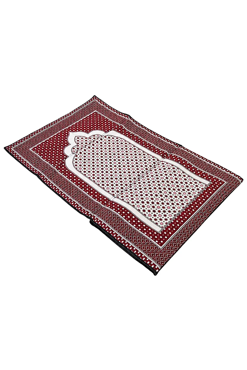 Sırt Dayamalı Katlanır Süngerli Seccade - Destekli Namaz Minderi - Kırmızı - 8