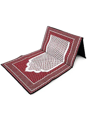 Sırt Dayamalı Katlanır Süngerli Seccade - Destekli Namaz Minderi - Kırmızı - 9