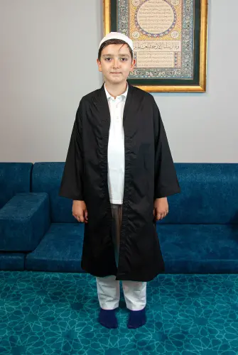 Siyah Buhara Yaka Namaz Elbisesi Erkek Çocuk Cübbe - 2